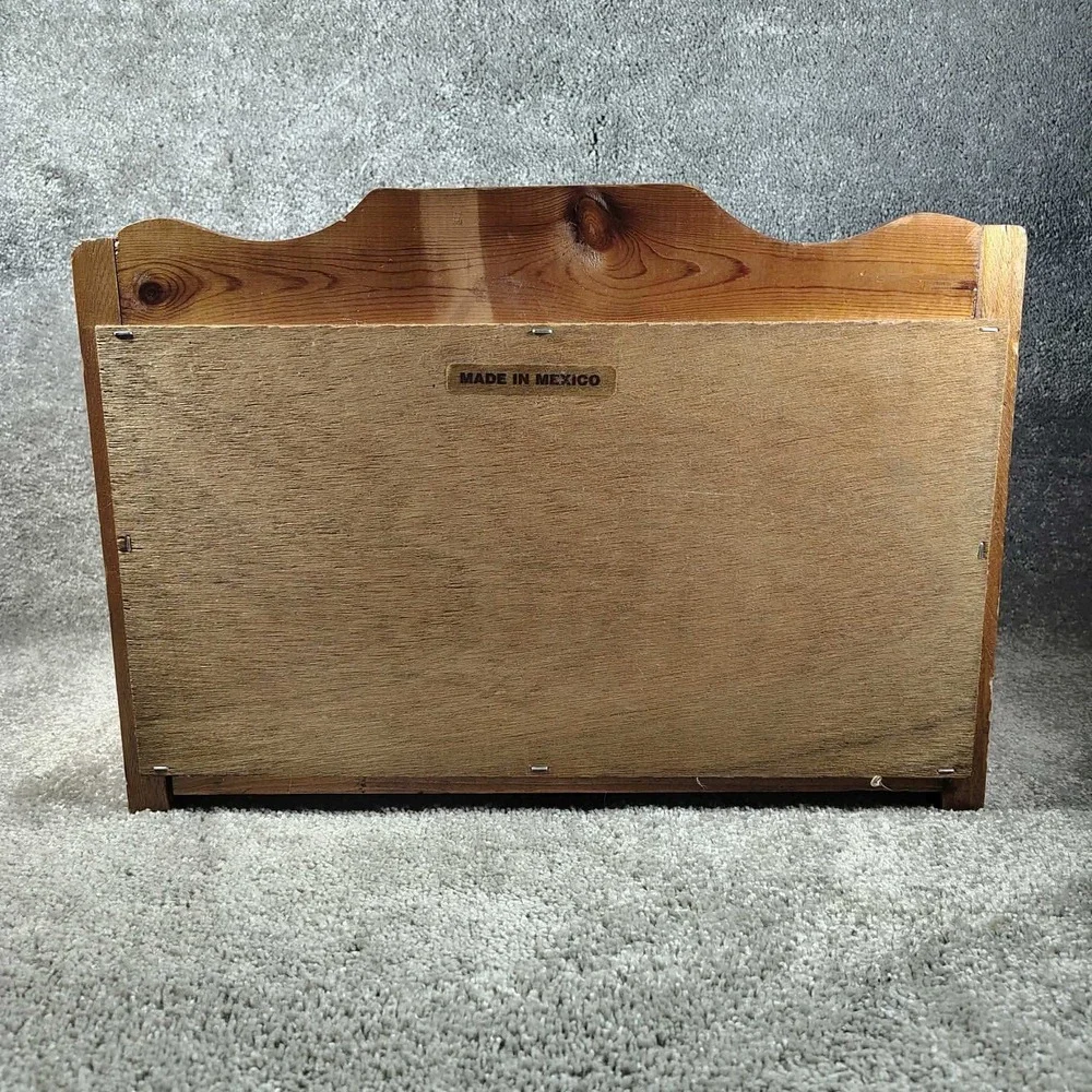 Vintage Wooden Bread Box With Window Front Made With Tender Loving Care